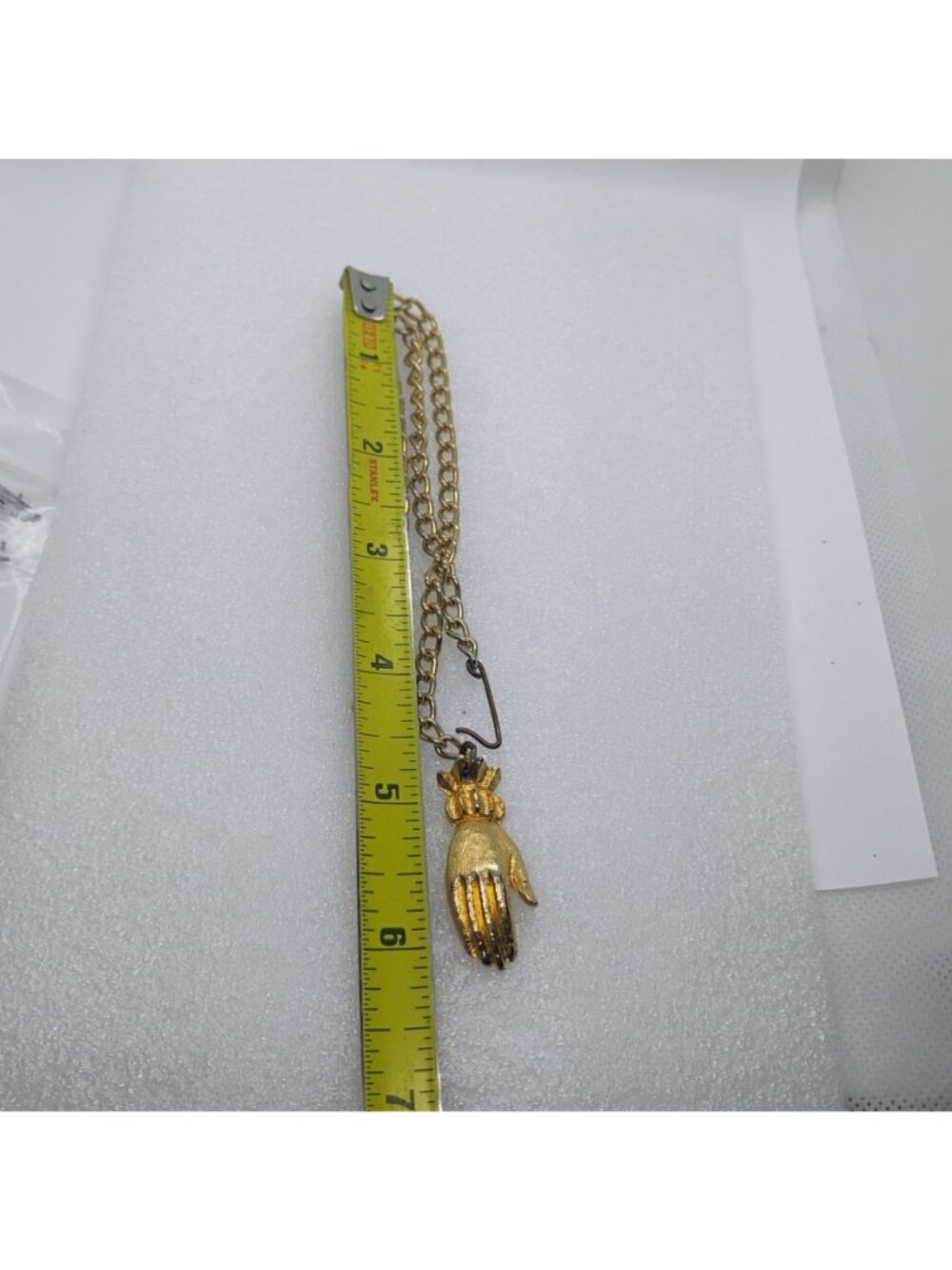 Vintage Open Hand Watch Chain Gold Tone Zipper Pull 18” - Picture 5 of 5